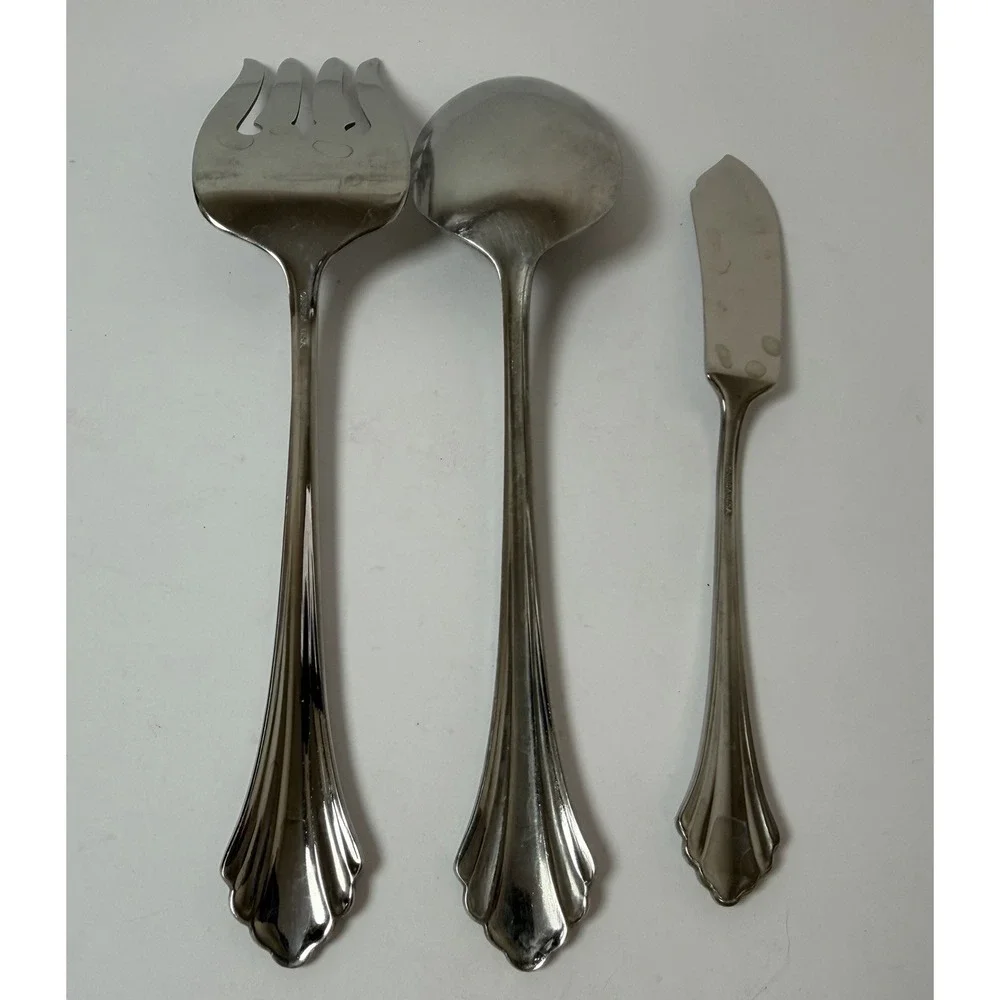 Oneida BANCROFT Serving Spoon Meat Fork Butter Knife Stainless Lot